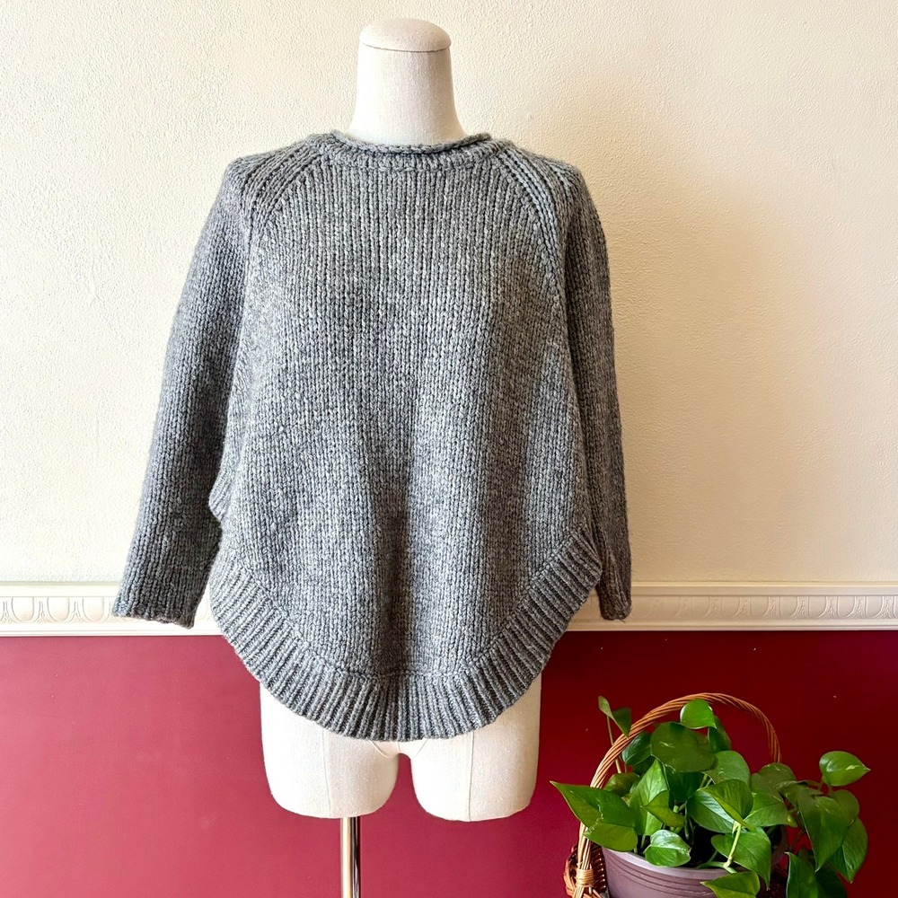 Philosophy by Republic Merino Wool Alpaca Chunky Knit Sweater S Gray Minimalist